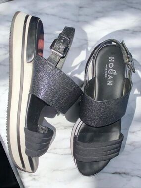 Hogan H257 Maxi Platform Sandals sz 9 Luxury Italian Sport